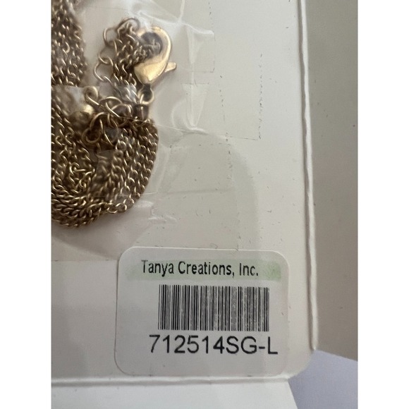 Gold Tone Necklace Earrings Set Silver Glitter Disc Statement NOS Minimal Luxe - Picture 10 of 10